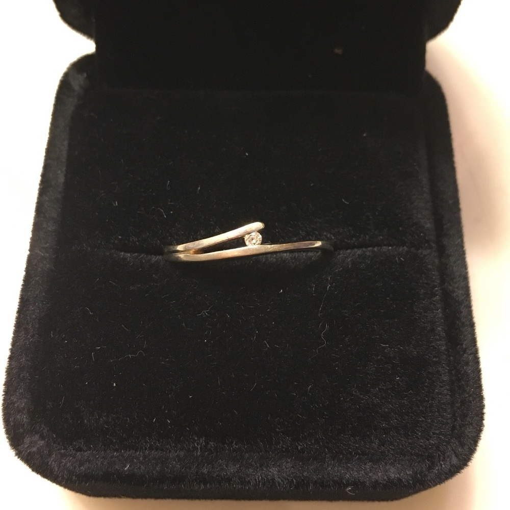 Titanium Plated Genuine Diamond Ring, size 5.5